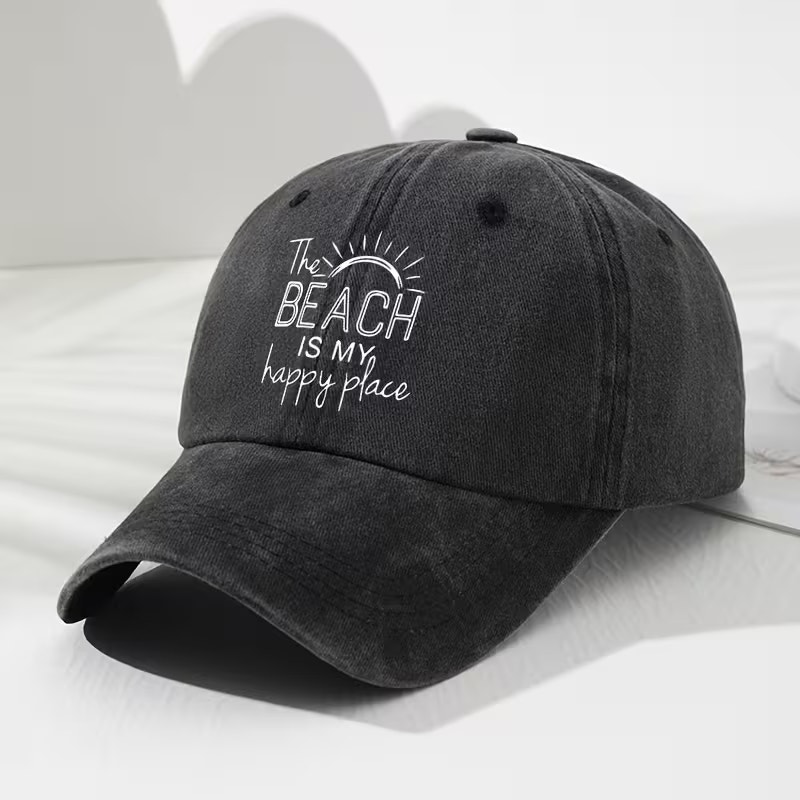 Beach Hat Dark Grey Adjustable Distressed Washed Women Beach Life Men New